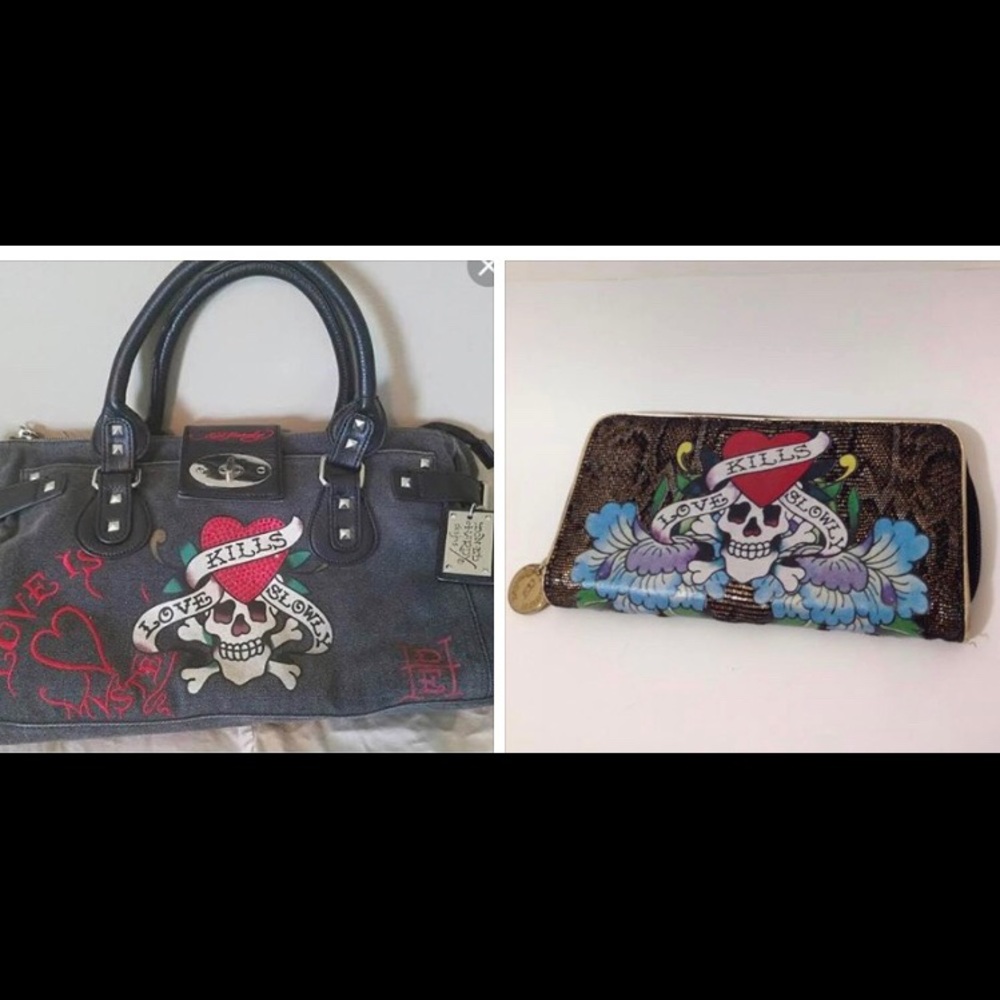 Ed Hardy bag and wallet